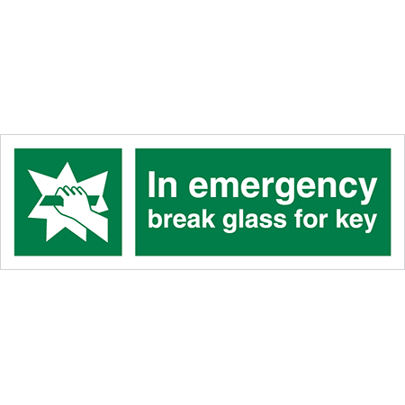 Evacuation Route Sign - 4196 - Break Glass For Key