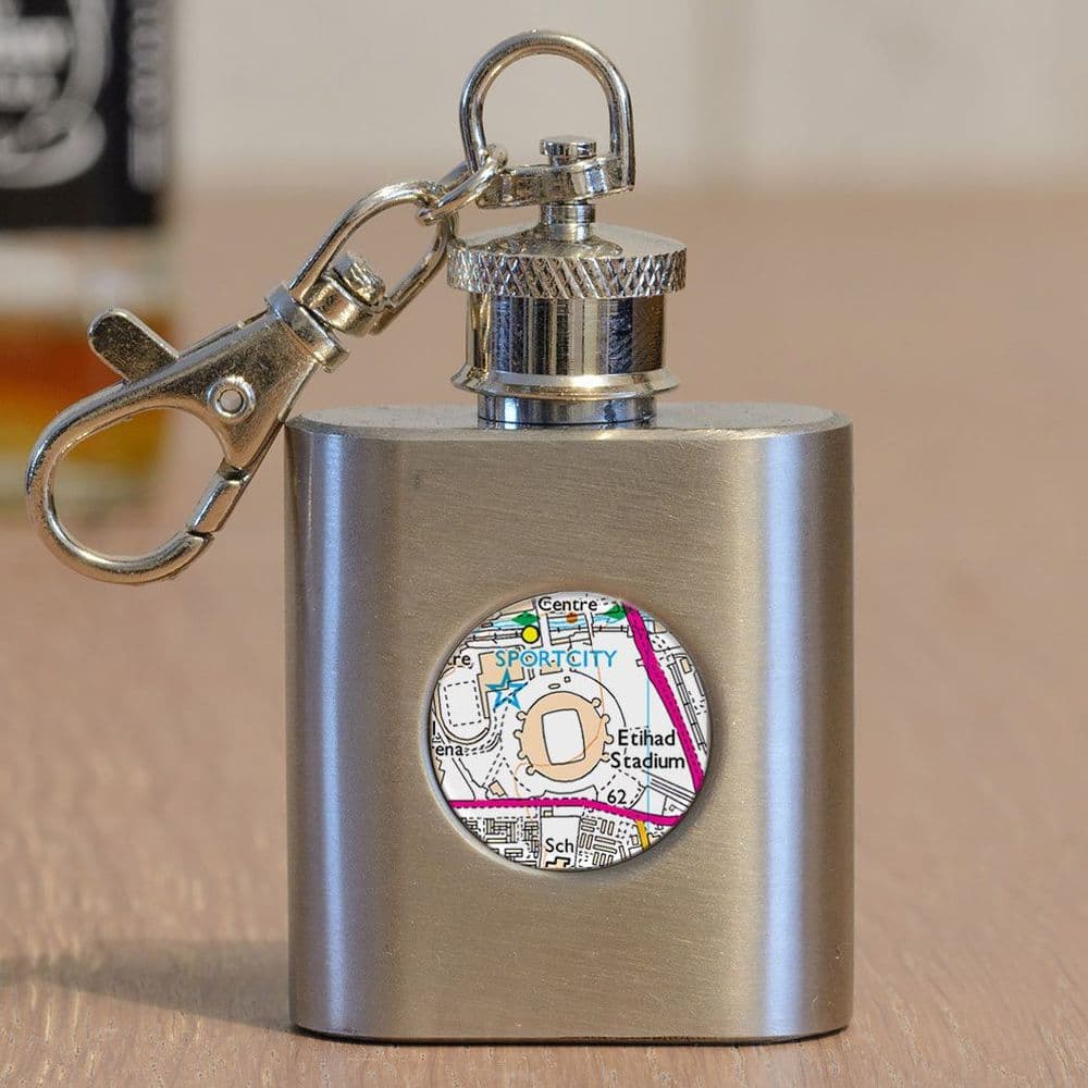 Favorite Football Ground - 1oz S/Steel Hip Flask Key Ring