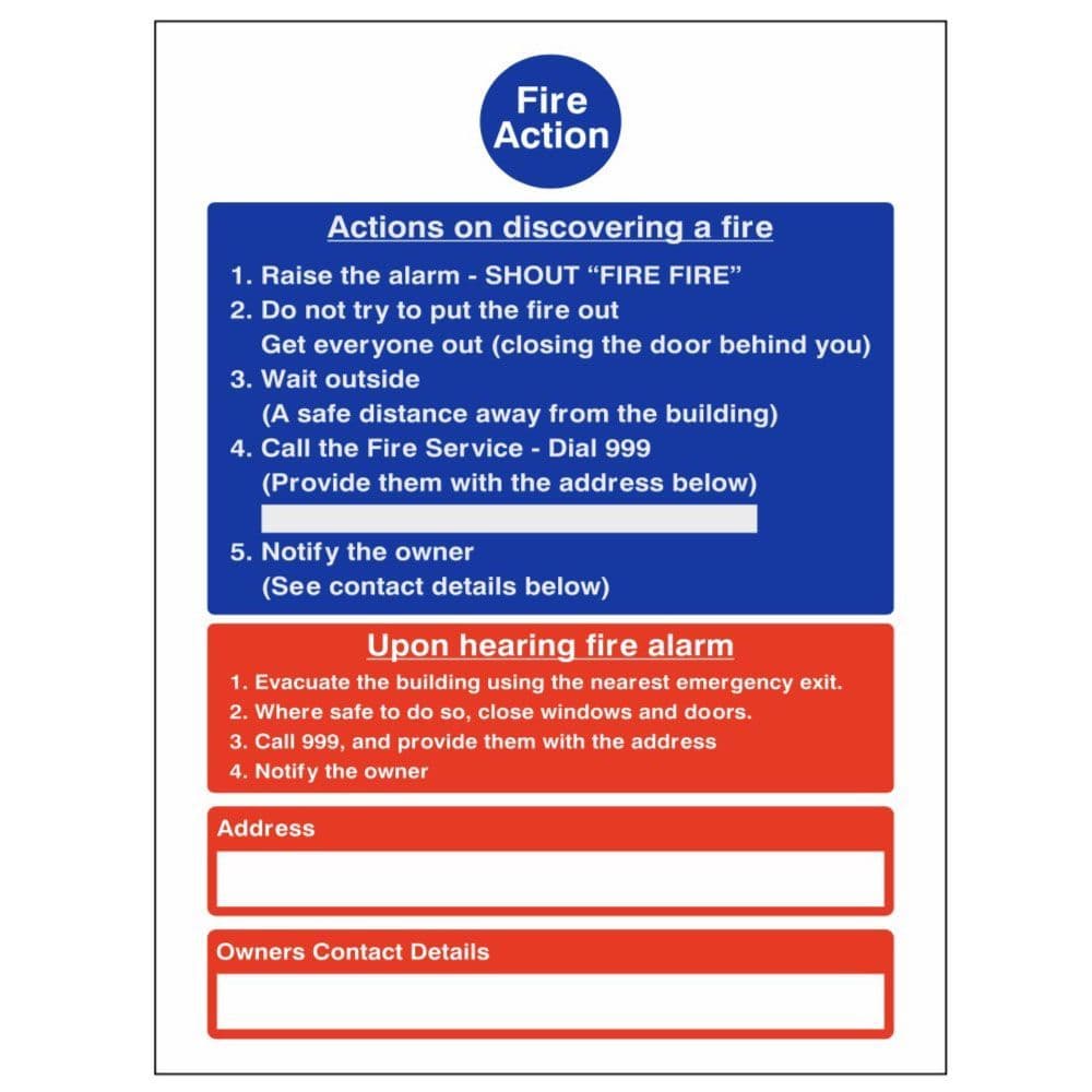 Action List Sign Fire Action Sign - ACT - 24