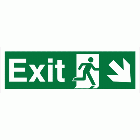 Fire Exit Sign - 4364 - Arrow Down and Right