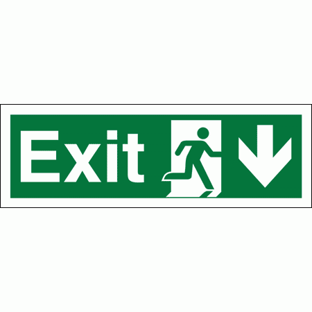 Fire Exit Sign - 4365 - Arrow Down