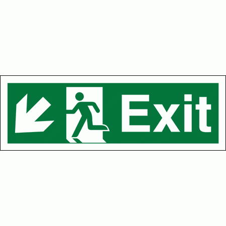 Fire Exit Sign - 4366 - Arrow Down And Left