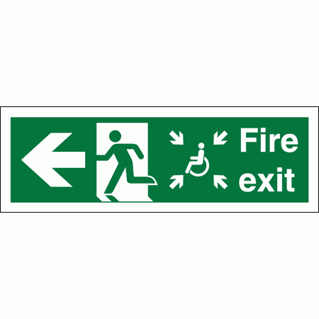 Fire Exit Sign - 4834 - Arrow Left, Including Disabled Persons