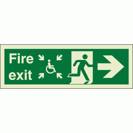 Fire Exit Sign - 4835 - Arrow Right, Including Disabled Persons