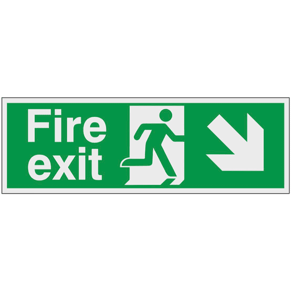 Fire Exit Sign - BFE - Arrow Right and Down