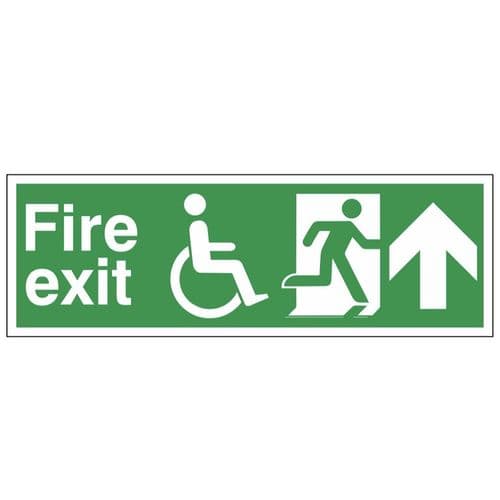 Fire Exit Sign - FER - Arrow Up, Including Disabled Persons
