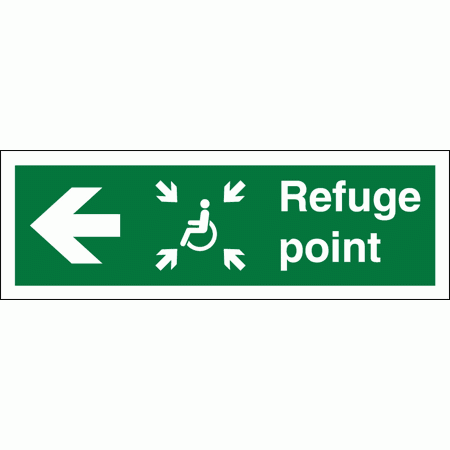 Fire Refuge Point Sign - 4814 - Fire Refuge, Arrow Left