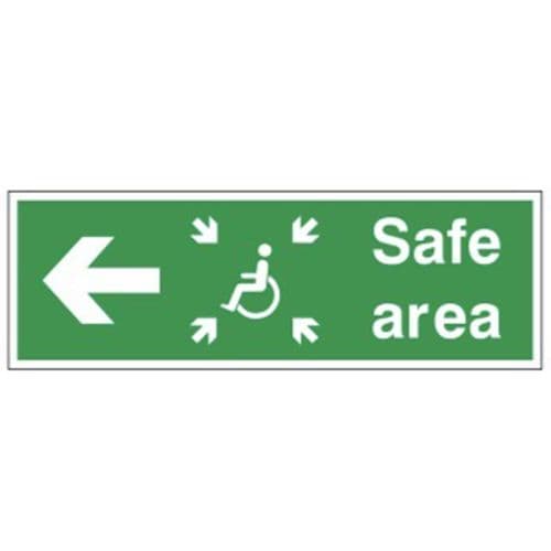 Fire Safe Area Sign - FER - Safe Area, Arrow Left