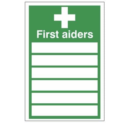 First Aid Sign - FA -  First Aiders Sign With 6 Spaces