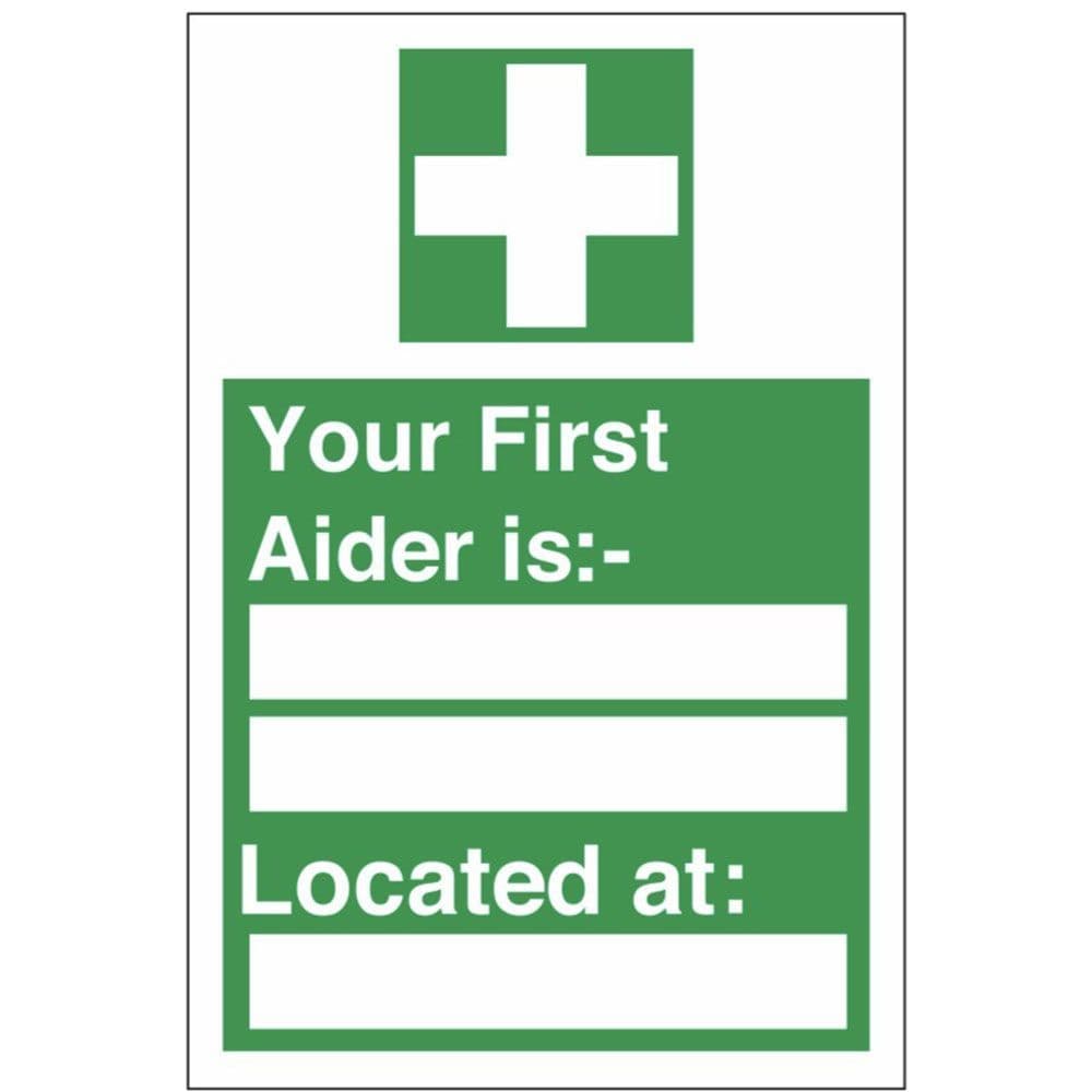 First Aid Sign - FA - Your First Aider Is/ Located At