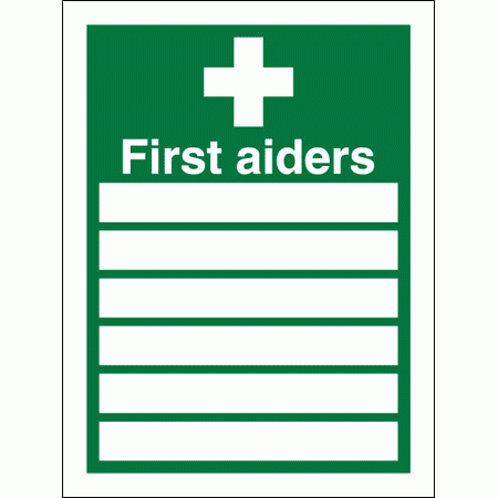 First Aid Sign - First Aiders Sign With 6 Spaces (4192)