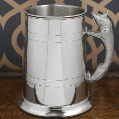Fox Handle Pewter Tankard