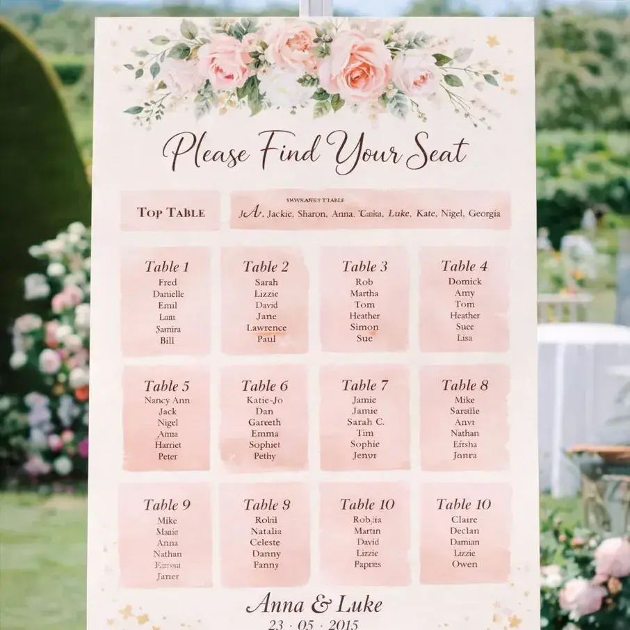 Full Colour Seating Plans