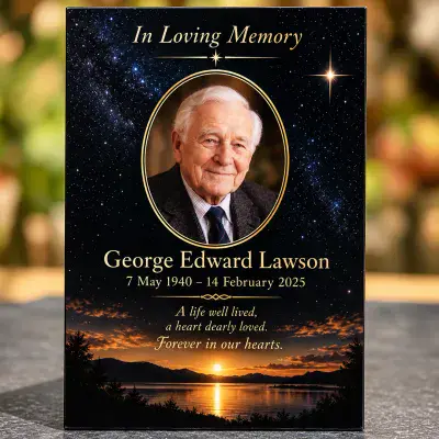 Good Value Full Colour Memorial Plaque  - Choice of Backgrounds  & Wording