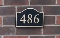 Hand Painted Arch Top Cast House Number STHN5 - Inset Border - 145mm x 130mm