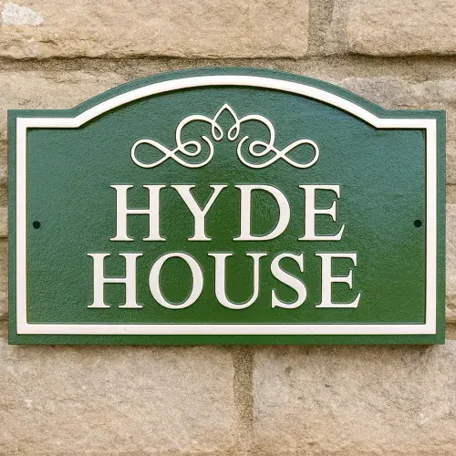 Arch Top Cast Sign - Inset Border & Scroll | The Sign Maker Shop