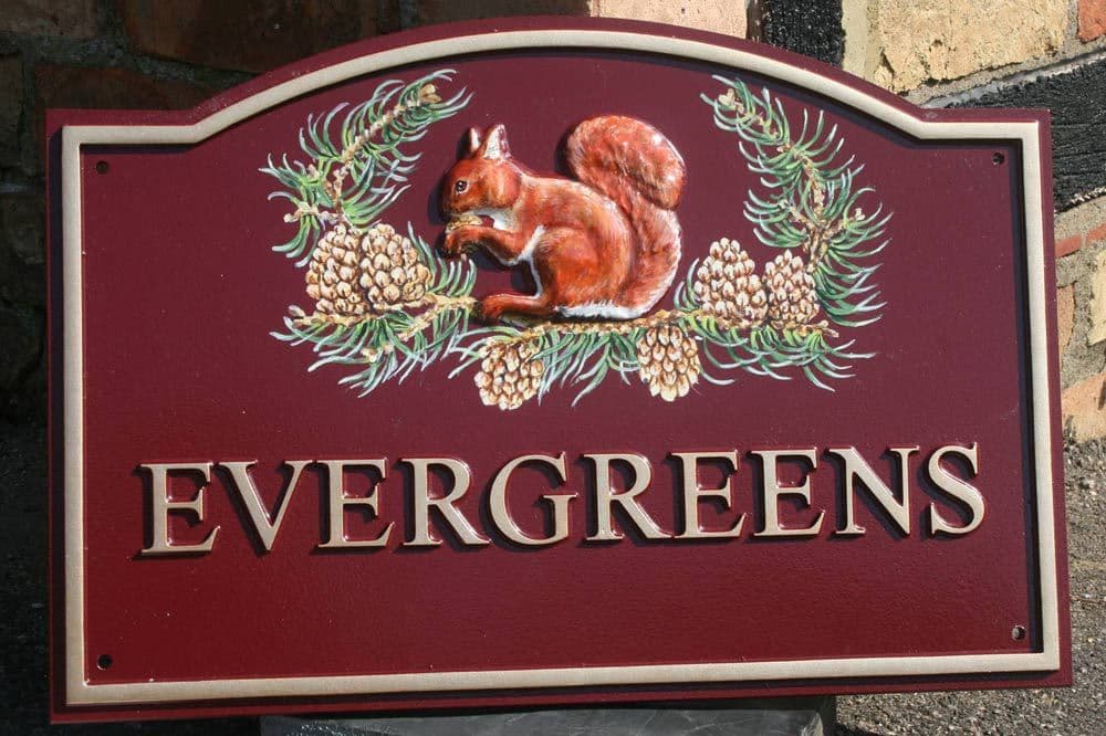 Hand Painted Arch Top Cast Sign STSR4 - 1 Line of Straight Text with Motif & Inset Border