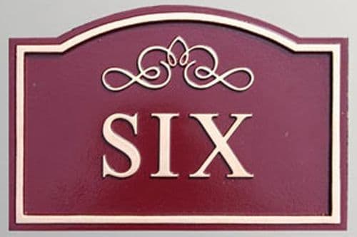 Hand Painted Arch Top Cast Sign STSR5 - 1 Line of Straight Text with inset Border & Scroll