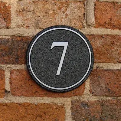 Hand Painted Cast Circular House number Sign STHN10 - Inset Border