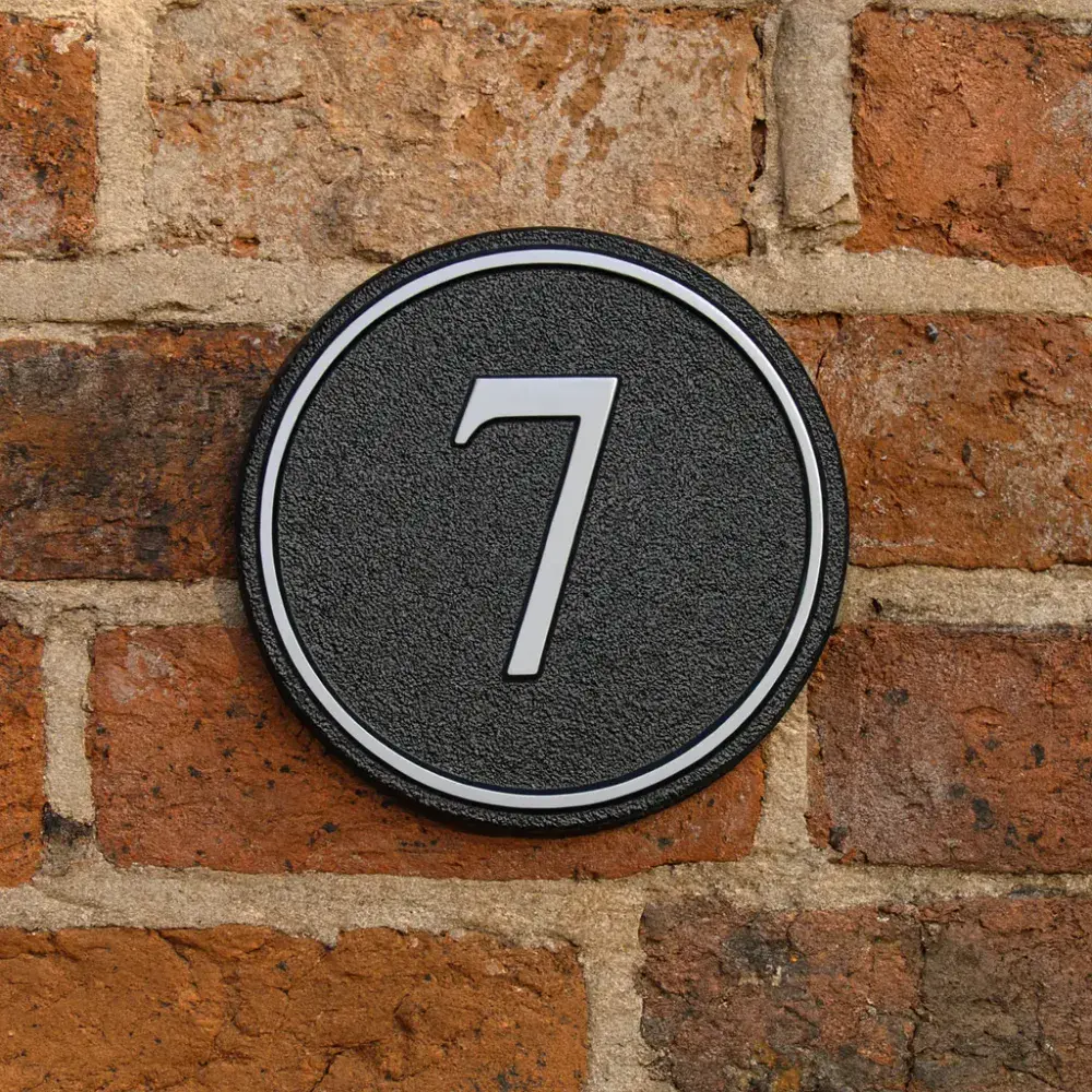 Hand Painted Cast Circular House number Sign STHN10 - Inset Border