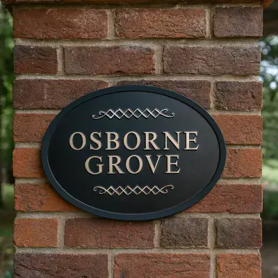 Hand Painted Cast Oval Sign with 2 Scrolls STO3 - 1 or 2 lines of straight text