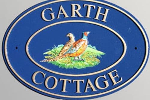 Hand Painted Cast Oval with Motif and Double Border STO8 - 1 or 2 Lines of Curved Text