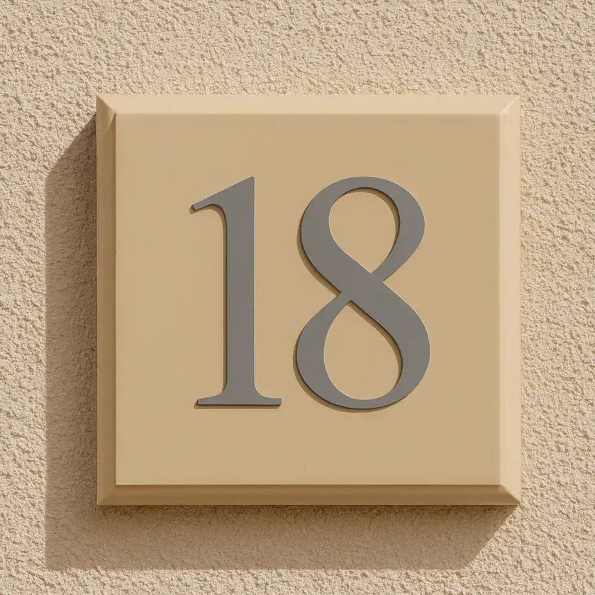 Hand Painted Cast Square House Number STHN3 - Chamfered Edges