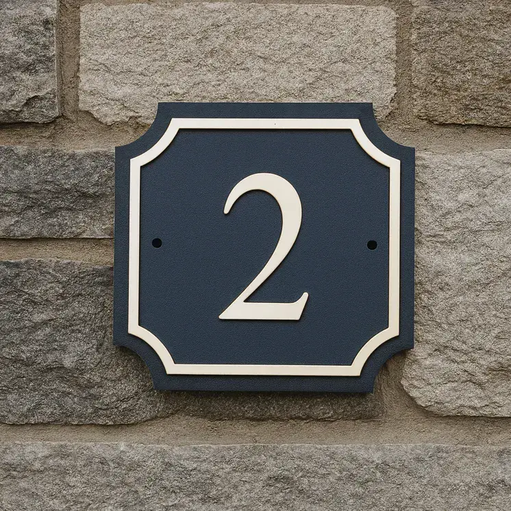Hand Painted Cast Square Number STHN11 - Scalloped Corners and Inset Border