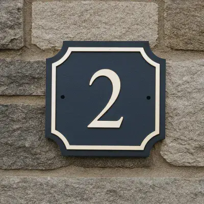 Hand Painted Cast Square Number STHN11 - Scalloped Corners and Inset Border