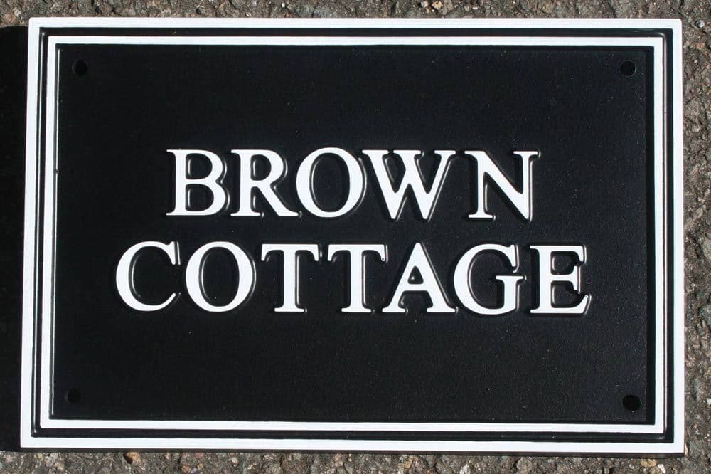 Hand Painted Deep Rectangular Cast Sign STR1 - 1 or 2 lines of Straight Text