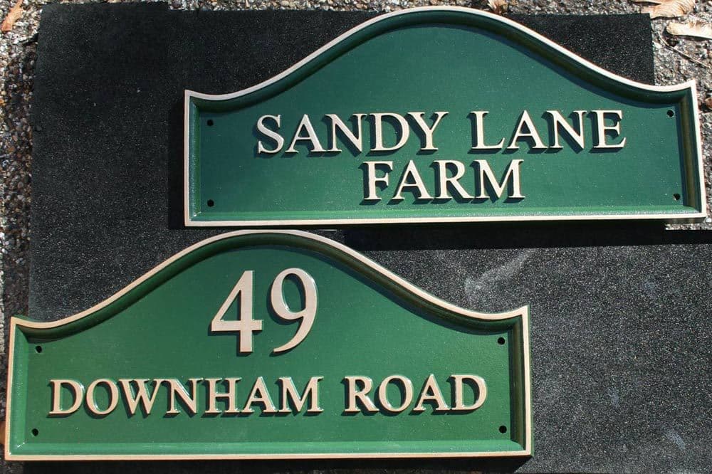 Hand painted Domed Rectangular Cast Sign STDR1 - 1 Line of Straight text and Number