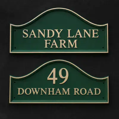 Hand painted Domed Rectangular Cast Sign STDR1 - 1 Line of Straight text and Number