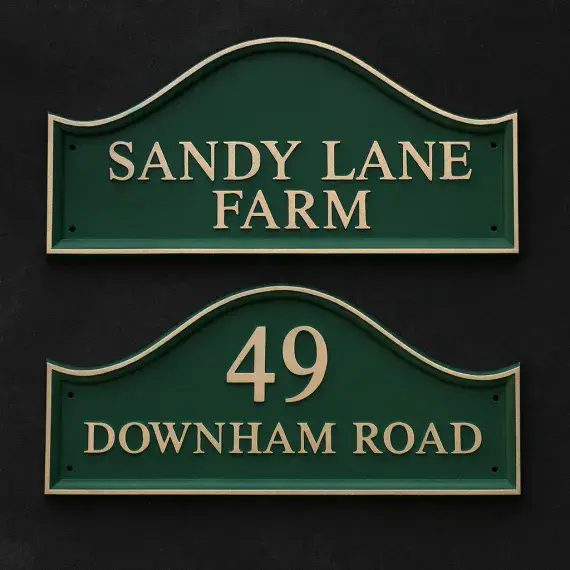 Domed Top Cast Sign - House Name and Number | The Sign Maker Shop