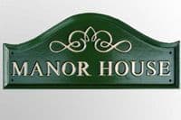 Hand Painted Domed Cast Sign  with Scroll  | The Sign Maker Shop