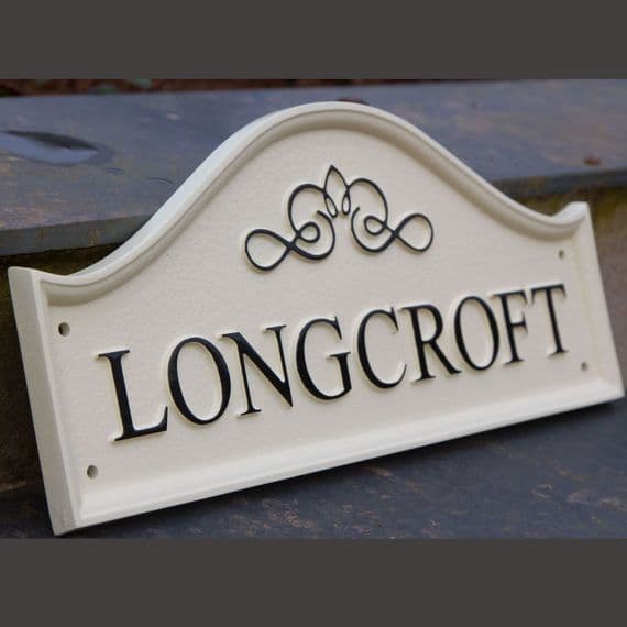 Hand Painted Domed Cast Sign  with Scroll  | The Sign Maker Shop