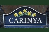 Hand Painted Domed Rectangular Cast Sign STDR3 - 1 Line of Straight Text with a Motif