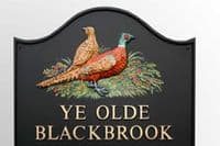 Hand Painted Large Domed Rectangular Cast Sign STDR4 - Up to 3 Lines of Straight text with Motif