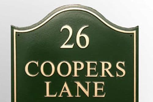 Hand Painted Large Domed Rectangular Cast Sign STDR5 - Up to 3 lines and number