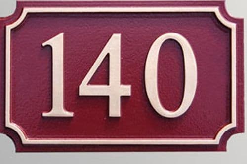 Hand Painted Rectangular Cast House Number STHN8 - Scalloped Corners and Inset Border