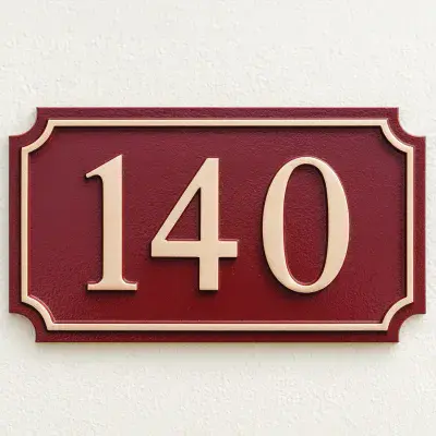 Hand Painted Rectangular Cast House Number STHN8 - Scalloped Corners and Inset Border