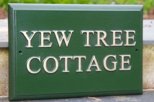 Hand Painted Rectangular Cast Sign STR4 - 2 lines of Straight Text with Chamfered Edge