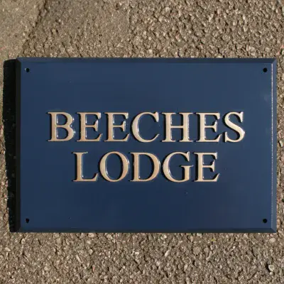 Hand Painted Rectangular Cast Sign STR4 - 2 lines of Straight Text with Chamfered Edge