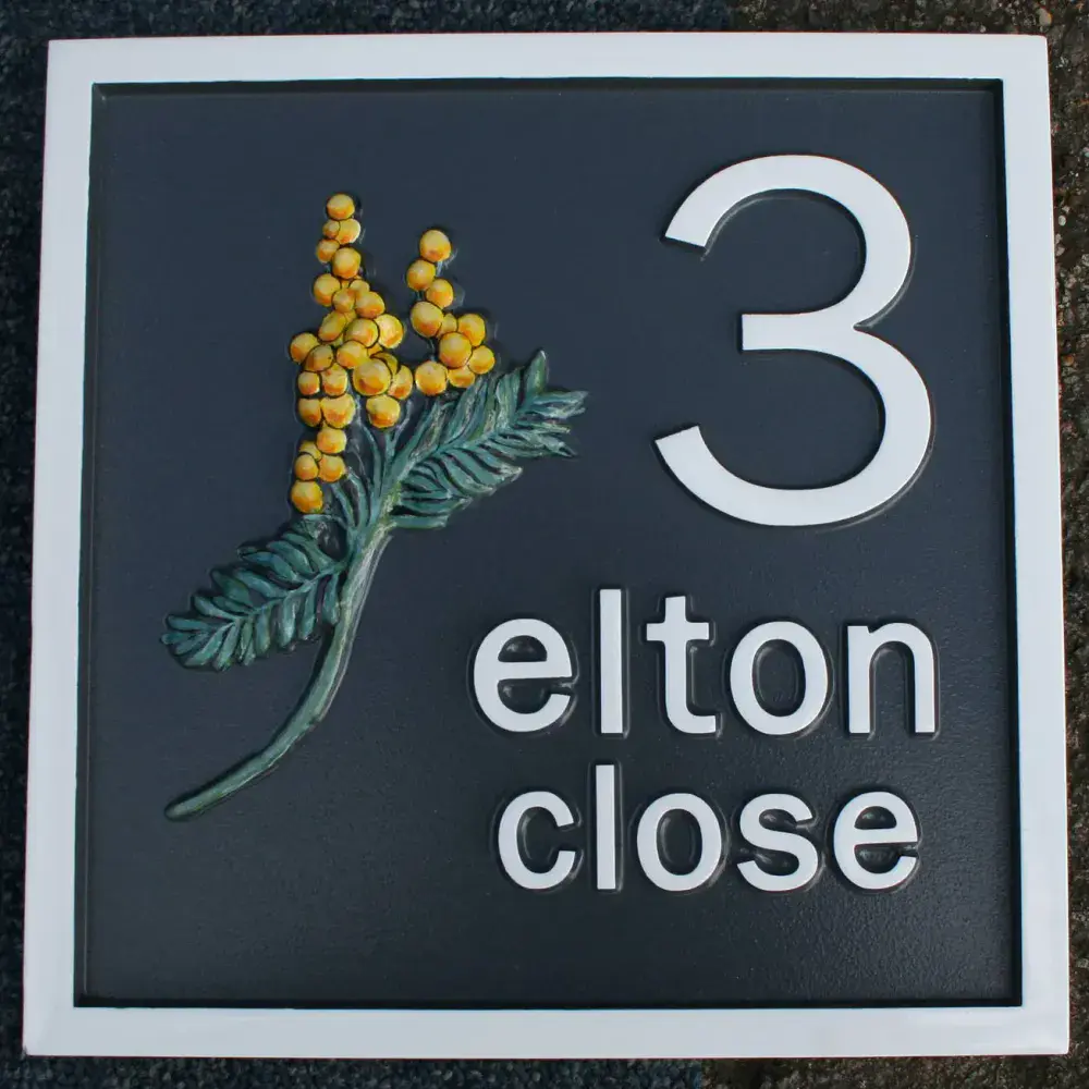 Hand Painted Square Cast Sign STR3 - Up to 3 lines of Straight Text