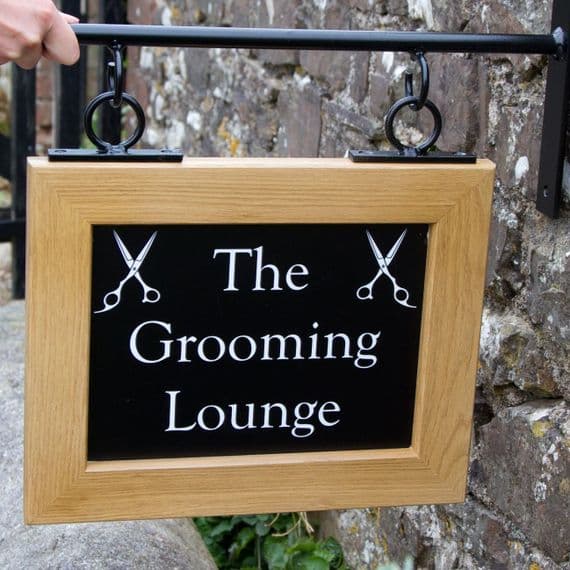 Double sided hanging sign with wooden frame  | The Sign Maker Shop