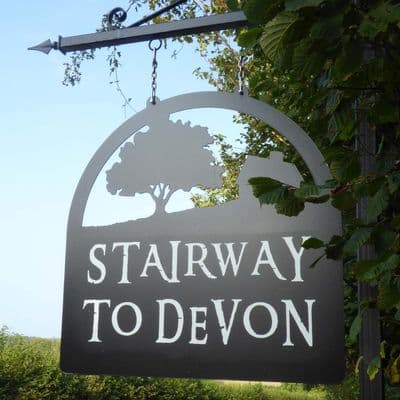 Hanging Metal Sign with Cut-Out Design