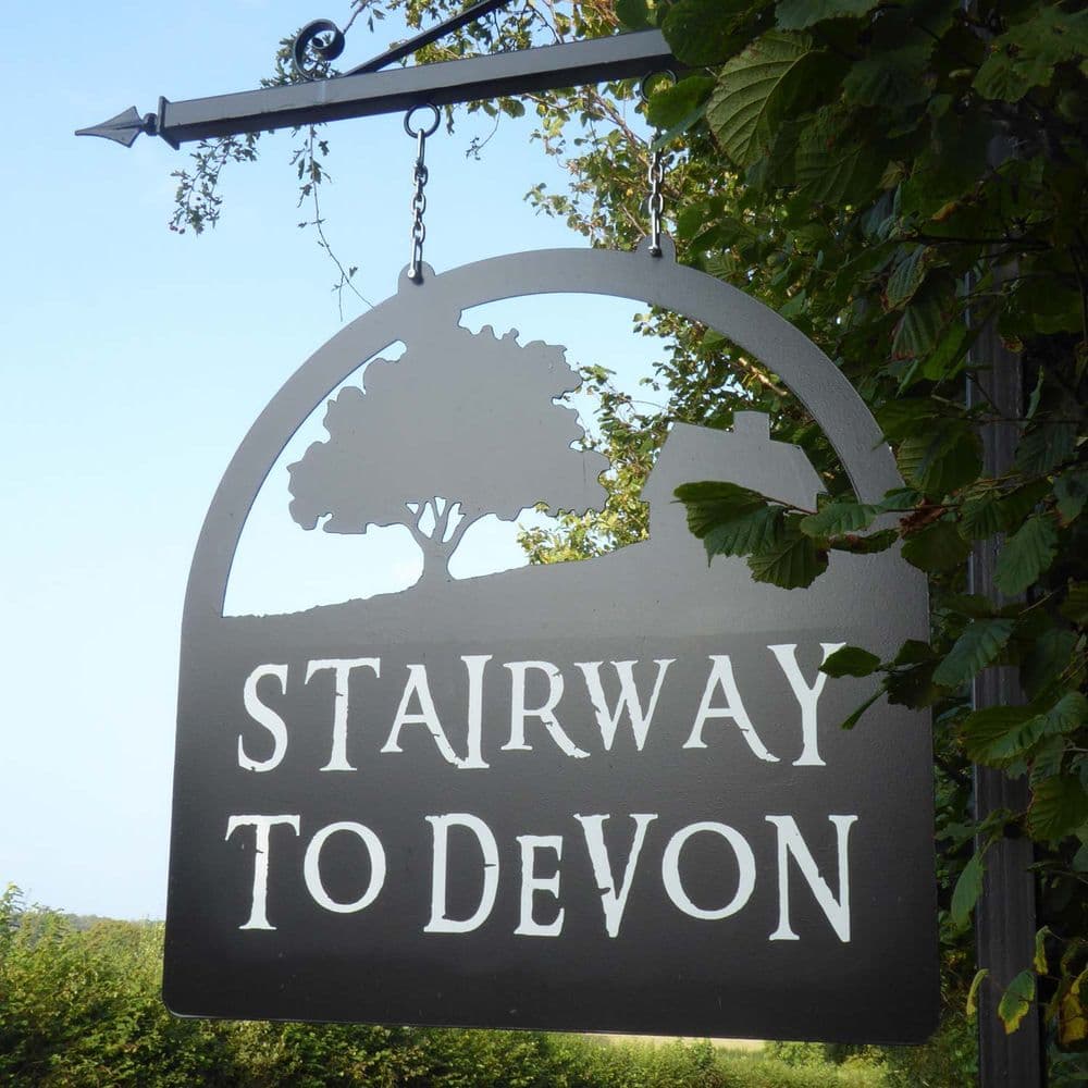 Hanging Metal Sign with Cut-Out Design