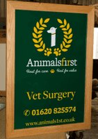 Hanging sign with oak frame and full colour design | The Sign Maker Shop