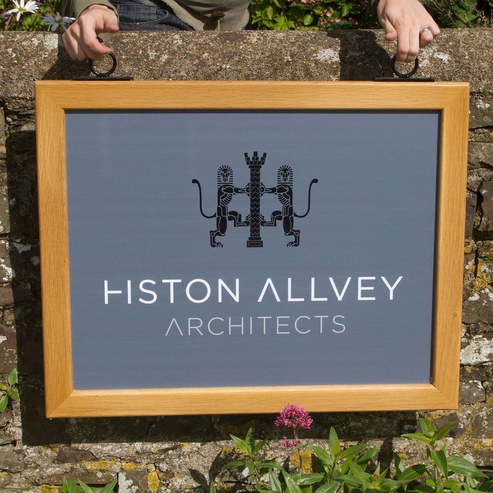 Double sided hanging sign with Oak frame | The Sign Maker Shop