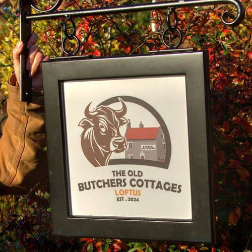 Double sided hanging sign with painted wooden frame  | The Sign Maker Shop
