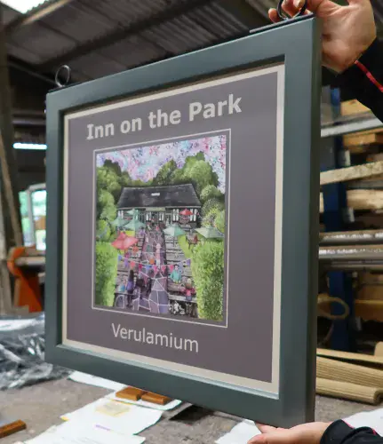 Double sided hanging sign with painted wooden frame  | The Sign Maker Shop